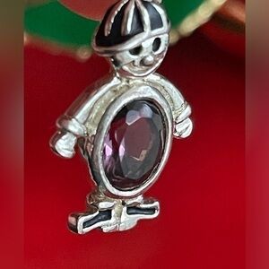 925 Silver Boy Pendant with Purple Gem.